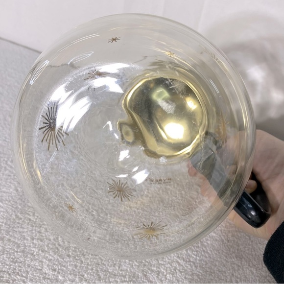 Vintage MCM PYREX Gold Atomic Print Glass Carafe W Lid - Picture 10 of 13